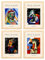 Nacnic Set mit 4 Illustrationen von Picasso, Kollektion des Duells, bunte Illustrationen im Kunstgalerie-Stil, Innendekoration, A4, mit holzfarbenem Rahmen.