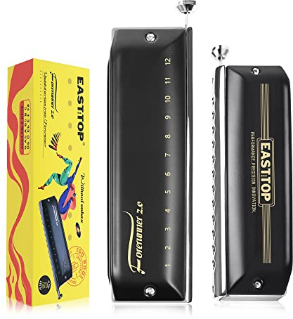 EAST TOP Aktualisiert FORERUNNER 2.0 ohne Ventile Chromatische Harmonika 12-Loch 48 Töne G Key Chromatische Mundharmonika für Erwachsene, Anfänger und Studenten