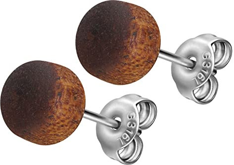 FILANGO 1 Paar Chirurgenstahl Ohrstecker HOLZDISC Ohrring Schmuck rotbraun 8 mm