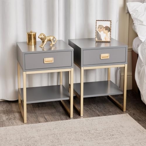 Melody Maison Pair of One Drawer Bedside Tables - Elle Slate Range