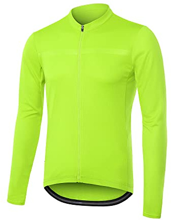 ARSUXEO Cycling Jersey Mens Long Sleeve Slim Fit Mountain Bike Jersey Cycling Tops for Men 6038 Green Size Small