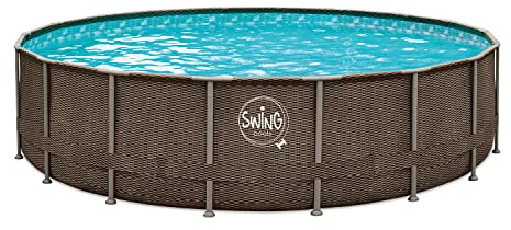 Swing Wicker Elite Frame Pool 5,49 x 1,32 Dark Double Rattan | Piscina | Piscina | Piscina | Construcción rápida | Duradera | Piscina | Resistente