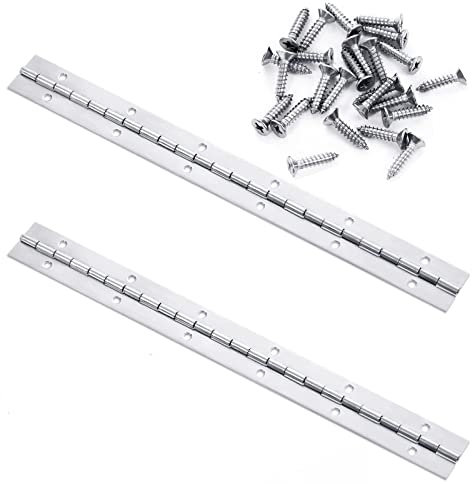 GYTFOG Piano Hinge,Piano Metal Hinge 30cm,2pcs Stainless Steel Continuous Hinge with Holes Heavy Duty Polished Piano Hinges with 24pcs Screws for for Pianos,Cabinet Doors,Large Windows,Boats