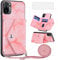 Asuwish Coque pour Xiaomi Redmi Note 10S/10 S 4G avec Cordon et Verre Trempé Protecteur D'écran Rabat Support Cuir Porte Carte Portefeuille Étui M2101K7AG M2101K7BNY Housse Phone Cover Case Rose
