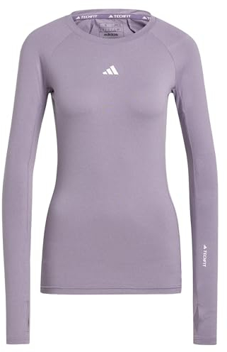 adidas Damen Techfit Long Sleeve Training Top T-Shirt, Shadow Violet, L