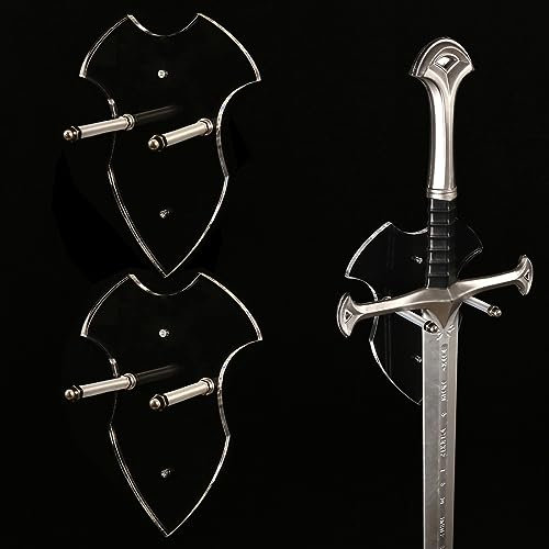 HHUXIUE Wall Mounted Sword Rack and Axe Holder - Vertical Display Hangers for Decoration (Transparent 2 Set)