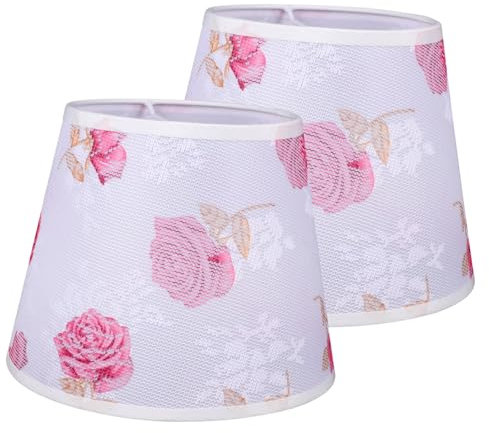Housoutil 2 Stück Lampenschirm Blumen-Lampenschirm Floraler Stoff-Lampenschirm Hängelampenschirme Decken-Glühbirnen Schwarze Kerzenständer Rosen-Dekor Lichtschale Für Zuhause
