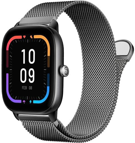 Issinlky Bracelet métal compatible pour Amazfit GTS 4 Mini,20MM Bracelet acier inoxydable pour Amazfit GTS, GTS 2, GTS 2 Mini, GTS 3, GTS 4, Amazfit Bip 3, Bip 3 Pro, Bip, Bip U Pro, Amazfit GTR 42mm