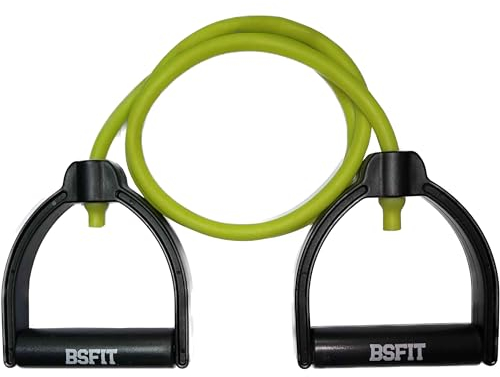 BSFIT Bandas de Resistencia con Asas, Gomas Elásticas Musculación, Cinta Ejercicios de Diferentes Intensidades, Ideal para Entrenar en casa (Amarillo, Medio)