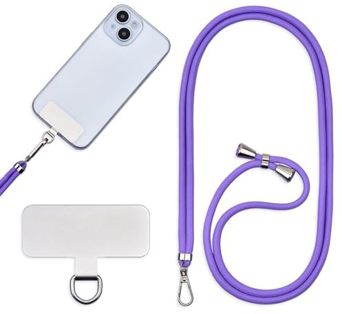 Universal Mobile Lanyard for Mobile, Metal Stickers for Mobile Phones, Adjustable Cords, Straps or Straps to Free Your Hands., berry, One size