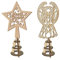 Yisawroy 2 pz/set puntale per albero di Natale scavato fuori stella in legno angelo appeso ornamento cima albero con manicotto conico decorazione festa di Natale casa