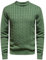 WJL WHISPERING JONES LONDON Mens Cable Knit Jumper Thick Weave Pullover Winter Fisherman Logo Knitted Sweater Long Sleeve Warm, Olive, M