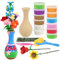 LOHAME 12 Stück Blumen Basteln Kinder Frühling Modelliermasse Lufttrocknend Bastelset Mama Geschenk Blumensträuße Kreativsets Modellierknete mit Vase Kreativ DIY für Junge Mädchen