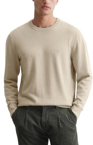 Marc O'Polo Herren Strickpullover mit Rundhalsausschnitt klassisch, Grau (Dapple Gray), L