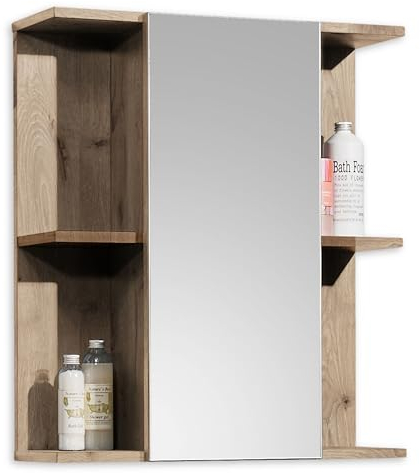 54-565-EY Spiegelschrank VISTA Badschrank Badspiegel in Viking Oak / Schilf Grün ca. 60 x 71 x 20 cm