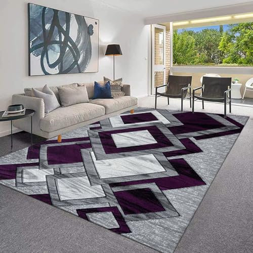 Extra Large Area Rugs 200 x 290 cm Bedroom Rug Thick Soft Solid Modern Washable Durable Square Rug Living Room Large Mats - Purple