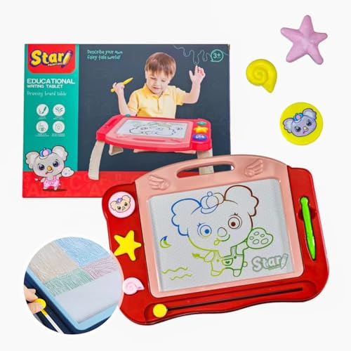 Mauepersu Maltafel Zaubertafel Kinderspiele ab 2 3 4 5 Jahre Geschenk Mädchen Jungen, Bunt Magnetische Zeichenbrett Lernspielzeug ab 2-7 Jahre, Magnettafel Reisegröße Kinder Spielzeug (Rot)