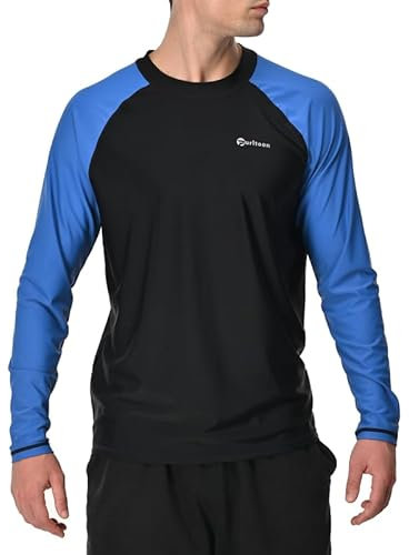 Men's Long Sleeve Rash Vest Swim Shirt, UPF 50+ Sun Protection Quick Dry Surf Swimming Fishing Hiking Shirts T-ShirtRashie-heiselanxiu-4XL