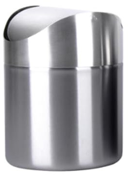 OKT Abfalleimer mit Schwingdeckel, Edelstahl, für Badezimmer, Büro, Küche, Schreibtisch, Couchtisch, silberfarben, 4,5 l