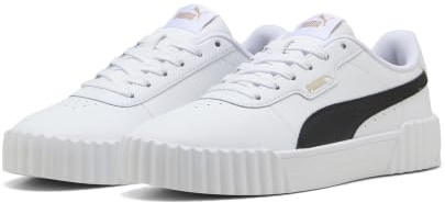 PUMA Damen Carina 3.0 Sneaker, White Black Gold, 35.5 EU
