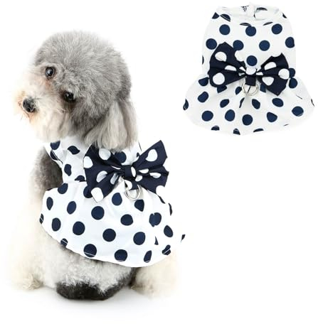 Ranphy Dog Polka Dot Skirt Cute Princess Puppy Dresses Summer Girl Dog Dress Pet Breathable Soft Outfit for Small Dogs Fancy Clothes for Chihuahua Teacup Yorkie,White,XS