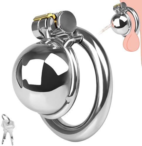 SXOVO Edelstahl Chastity Cage Herren Keuschheitskäfig Klein Peniskäfig aus Metall Cock Cage für Sklave Fetisch Extrem Penis Bondage SM Chastity Sexspielzeug für Männer (Ring 50mm)
