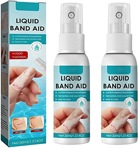 Vendaje líquido en aerosol, vendaje líquido para la piel, yeso líquido transpirable para el cuidado de heridas, vendaje líquido impermeable para heridas agrietadas de secado rápido (2 unidades)