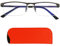 Metall Halbrand unten Anti Blaulicht Brille Lesebrille mit rechteckigen Gläsern, Gratis Etui, Edelstahl Brillengestell (Graphit), Blaulichtfilter Brille Herren und Damen 1.0 Dioptrien