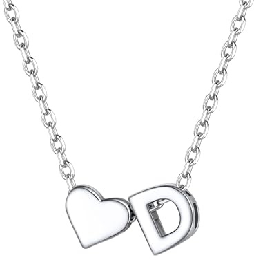 ChicSilver 925 Silber Kette mit Buchstabe Herz, Halskette Silber/Gold Damen | Silberkette mit Initialen A-Z Buchstaben Anhänger, Kleine Herzkette Modeschmuck für Frauen Mädchen