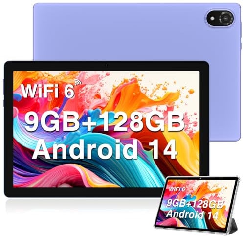 DOOGEE U10 Android 14 Tablet 10 inch, 9GB+128GB+1TB Expansion, Android Tablet 1280x800 HD IPS WIFI 6 Tablet, Bluetooth 5.0/Widevine L1/5060mAh/Dual Camera/Headphone Jack, Tablet PC 2024 - Purple