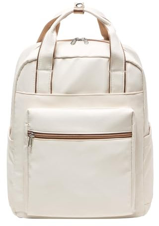 HYC00 Schultaschen Rucksack Damen, Schulrucksack Mädchen Teenager Rucksack Schule Leichte Schultasche College-Rucksacks Schulranzen, Wasserdichter Laptop Backpack Work Daypack,Beige mit Braun