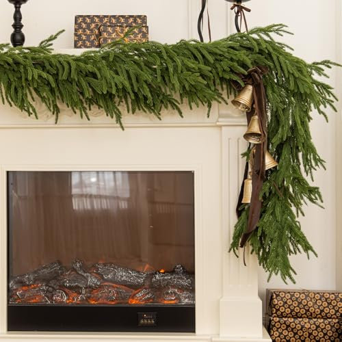 PARTY JOY Weihnachtliche Norfolk-Kieferngirlande, Real Touch Norfolk-Kieferngirlande, Dichte Norfolk-Kiefer, Norfolk-Kiefer-Girlande 1.85 M, Für Weihnachten, Wand, Heimdekoration (Pur Grün)