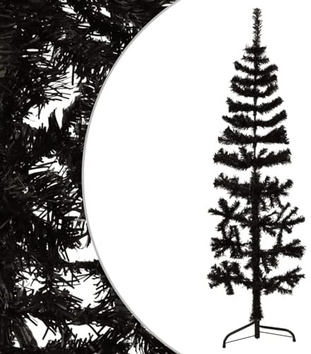 Homgoday Albero di Natale artificiale sottile con supporto nero 150 cm, albero di Natale con rami, albero di Natale facile da montare per casa, soggiorno, ufficio, feste, decorazione