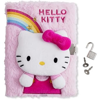 Kids Licensing Hello Kitty Mädchen 3D Secret Diary mit Schloss A5 liniert Plüsch Notizbuch für Schule