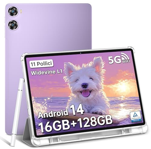 OUKITEL OT9 2025 Newest Tablet - 11 Pollici 8000mAh 16GB RAM+128GB ROM/TF 1TB Tablet Android 14, Tablet in Offerta Bluetooth 5.0/WiFi 6/1280 * 800/Widevine L1/Presa da 3,5 mm
