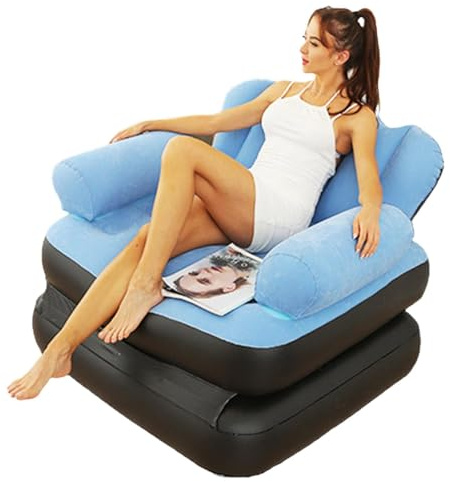 Xinhuju Aufblasbares Sofa: Aufblasbare Luftmöbel, aufblasbares Sofa mit Stuhl | 5-in-1 tragbares aufblasbares Doppelschichtsofa, beflockter Klappsessel, aufblasbares Sofa für Wohnzimmer drinnen und