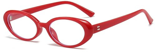 LJCZKA Ovale Blaulichtfilter Brille Damen Katzenauge Computerbrille Ohne Stärke Kleine Anti-Müdigkeit für PC, TV und Handy