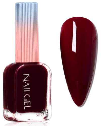 Cherry Red Nail Polish - Burgundy No Bake Varnish Quick Dry - Dark Red Christmas Long Lasting - 60 Second Breathable DIY Nail Art at Home