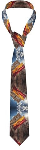 Oudrspo Corbatas con la bandera de España para hombre, elegantes corbatas y trajes a la moda, corbatas con estampado floral, formales, para fiestas y bodas