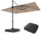 PURPLE LEAF Parasol Déporté 3 x 4 m avec Base Lestée 150KG, Parasol de Jardin Extérieur Toile 240/GSM avec Protection UV, Parasol Inclinable avec 8 Baleines en Aluminium, Taupe