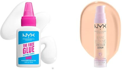 Make-Up Set NYX Professional Makeup The Face Glue Gripping Primer, 24 Stunden Make-up-Halt, 35 ml + NYX Professional Makeup Bare With Me Concealer Serum, mittlere Deckkraft, Fair, 9,6 ml
