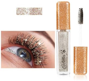 Glitzer Mascara für Wimpern, Schimmer Sparkle Effekt, Langhaltend, Schwarz (Silber, one size)