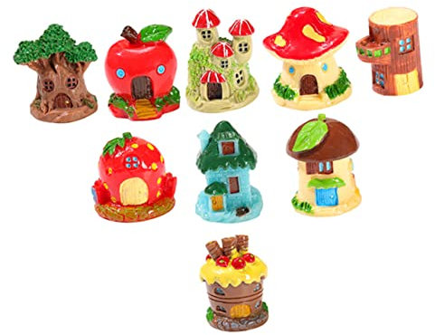 FUNOMOCYA 9stücke Mini-harzhaus Dekor Kleines Baumhausornament Mikro-landschaftsgartendekor Tragbares Minihaus Mini-landschaftsornament Für Hausbedarf