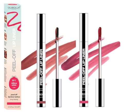 Peel Off Lipliner Stain, 2pcs Peel Off Lipliner Stain Lip Tint Peel off,Wasserfest Lang Anhaltender Abziehbarer Lippenstift Plump Lip Liner Matte,Highly Pigmented Tattoo Lip Liner,Anti-Smudge