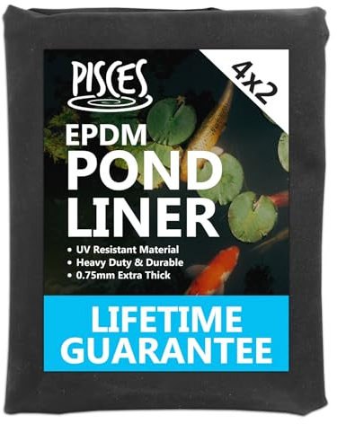 Pisces Epalyn EPDM Rubber Garden Pond Liner 4m Width x 2m Length - Strong Durable Water Feature Lining