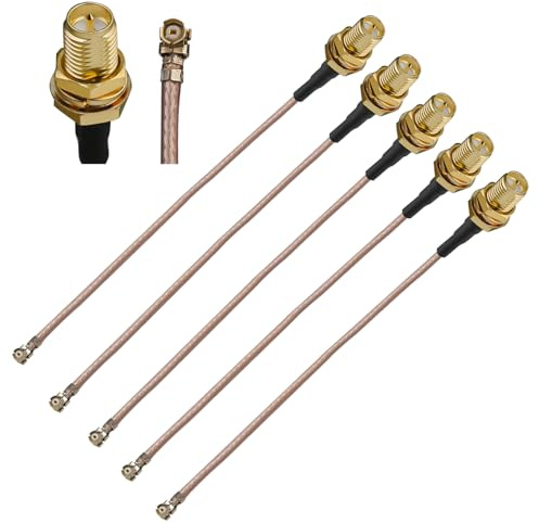 5 Stück RG178 RPSMA IPX Antennen-Pigtail-Kabel, U.FL auf RP-SMA Buchse Koaxialkabel, 15 cm (6 Zoll) verlustarmes RP-SMA Buchse auf UFL MHF1 Verlängerungskabel für WLAN-Funkgeräte, Antennen, Mini-PCI