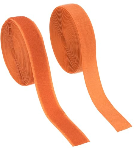 YELARXI Klettband zum Aufnähen, 2,5 cm breit, nicht klebende Rückseite, Nylon-Nähverschlussstreifen, ineinandergreifendes Stoffband, 4,5 m, geeignet für Kleidung, Handwerk, Nähen, DIY-Projekte, Orange