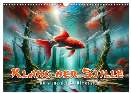 Klang der Stille - Kois aus der KI Dimension (Wandkalender 2026 DIN A3 quer), CALVENDO Monatskalender: KI-Kois: Reise des Staunens. (CALVENDO Tiere)