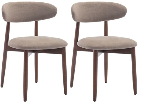 COLAMY Esszimmerstühle 2er Set, Polsternder Stühle Esszimmer mit Rückenlehne, Moderne Küchenstühle Gepolstert, Stoff Dining Chairs mit Back und Holzbeinen für Esszimmer, Küche, Restaurant, Kamel
