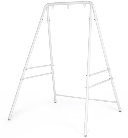 Bonnlo Support Hamac en Métal Robuste, Pied Fauteuil Suspendu, Intérieur et Extérieur, Charge 200 KG pour Maison, Balcon, Jardin, 137L x 138.5W x 180H cm (Blanc)